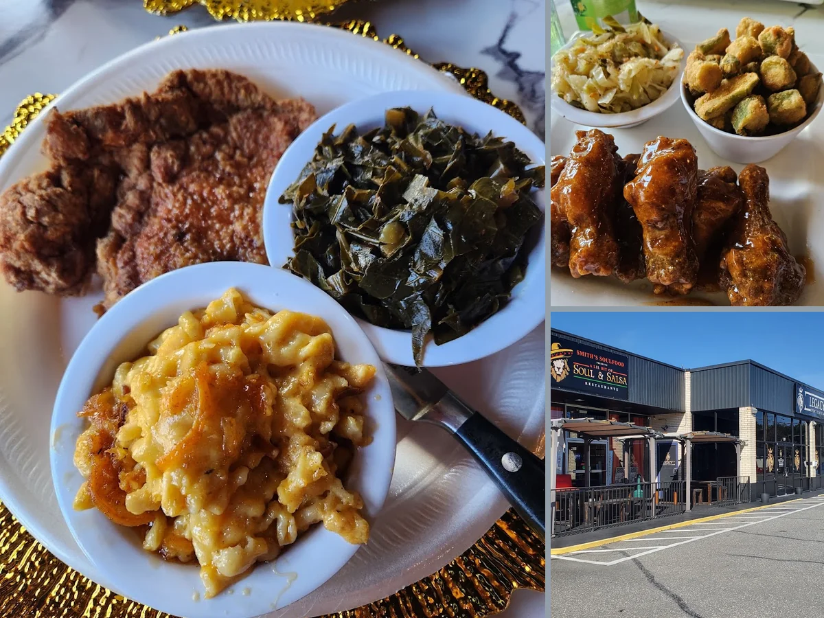 A hearty plate with sides and cornbread.